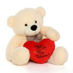 4 Feet Peach Big Bow Teddy Bear holding Will You Be My Valentine heart
